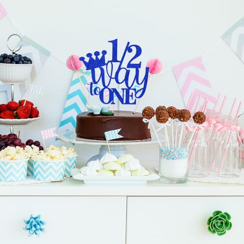 1/2 Way to One Cake Topper, Half Way to One, 1/2 Birthday Cake Topper, A baby shower, baby welcome, baby party, Baby Boys Girls 6 Months Birthday Party Selected decorative (1/2 Way to One) von Kaoenla