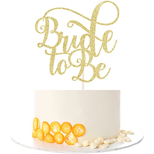 Kaoenla Tortenaufsatz mit Aufschrift "Bride to be", goldfarben, glitzernd, für Junggesellinnenabschiede, 16,5 x 24 cm von Kaoenla