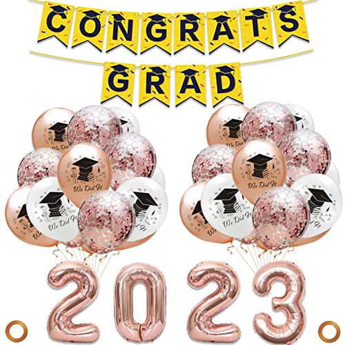 2023 Graduation Ballon Hängeset Kombination Zubehör für Universitätsstudent Junior School Student Graduation Ballon Set 2023 von Kaohxzklcn
