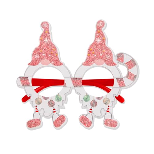 Kaohxzklcn Weihnachtsmann XmasTree Brillenrahmen Kunststoff Brille 2024 Silvester Party Supplies Weihnachtsdekoration Kind Geschenk Cartoon Santa Brille von Kaohxzklcn