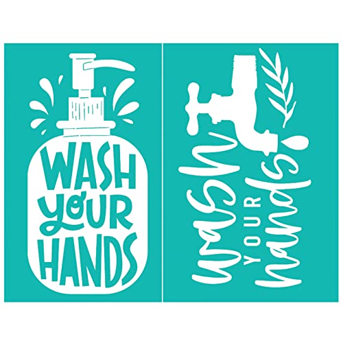 Waschen Sie Ihre Hände, Siebdruck-Schablonen, wiederverwendbar, Siebdruck-Schablonen, Netz-Schablonen, DIY, Holz, Ton, Dekoration, Hände waschen, Netz-Schablonen, wiederverwendbare Siebdruck-Schablone von Kaohxzklcn