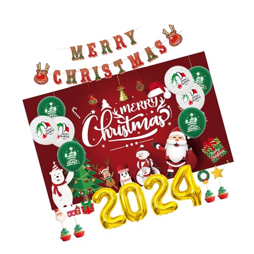 Weihnachtsmotiv-Dekoration, Luftballon, dekorativer Zugbuchstaben, Kucheneinsatz, Latexballon-Set, Heim-Party-Dekoration, Weihnachtsfeierzubehör von Kaohxzklcn