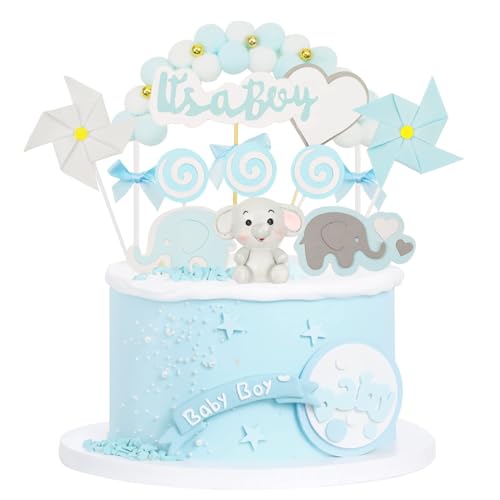 Kapokr 17 Stück Tortendeko Taufe Elefant Junge Blau Baby Shower Deko für Babyparty Gender Reveal Partydeko Kapokr 17 Stück Tortendeko Taufe Elefant Junge Blau Baby Shower Deko für Babyparty Gender Reveal Partydeko von Kapokr