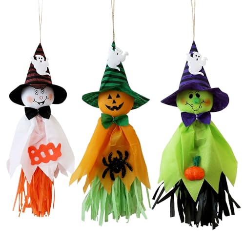 Kapokr Halloween Geister Deko - 3 Stück Hängend für Kinder - Outdoor Dekoration für Party, Patio, Rasen und Garten von Kapokr