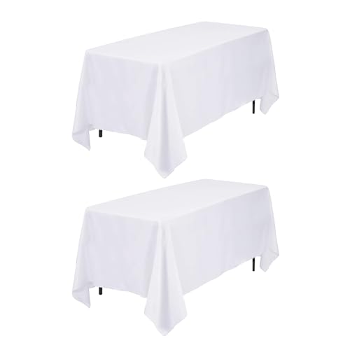 Kapwall 2 Pack Weiße Tischdecke, 152 x 260 cm, Polyester, rechteckig, waschbar, Flecken- und knitterfrei, ideal für Hochzeit, Restaurant, Party, Bankett, Dekoration. Kapwall 2 Pack Weiße Tischdecke, 152 x 260 cm, Polyester, rechteckig, waschbar, Flecken- und knitterfrei, ideal für Hochzeit, Restaurant, Party, Bankett, Dekoration. von Kapwall