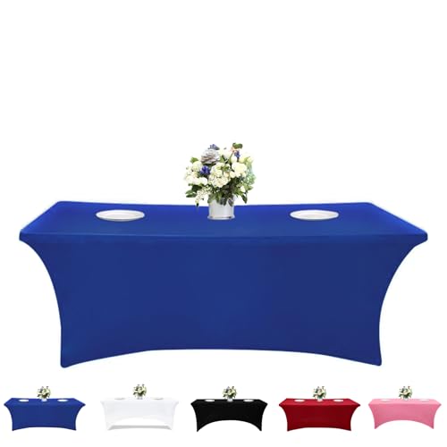 Kapwall 6ft Elasthan Tischdecke, 183Lx75Wx75H cm, Polyester Rechteckige Tischhussen Mit Offenem Rücken, Dehnbar Für Hochzeit, Party, Küche, Dekoration - Blau von Kapwall