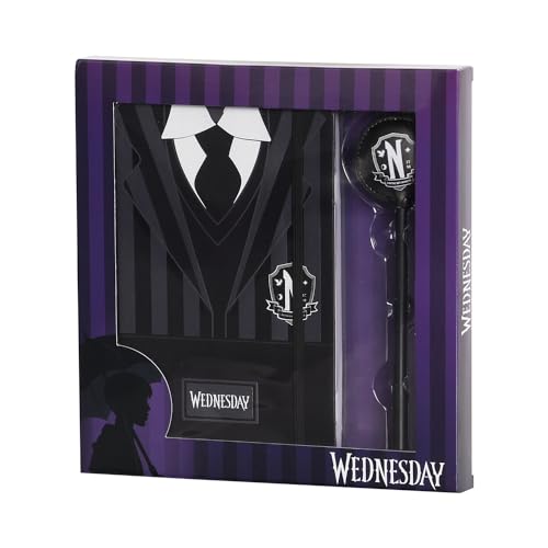 Wednesday Uniform-Geschenkbox mit Tagebuch und Fashion Kugelschreiber, Schwarz von Karactermania