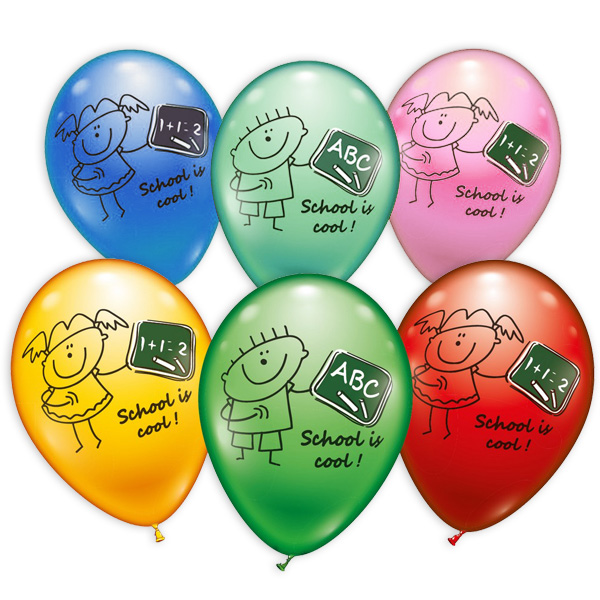 6 Luftballons zur Einschulung "School is cool" von Karaloon GmbH