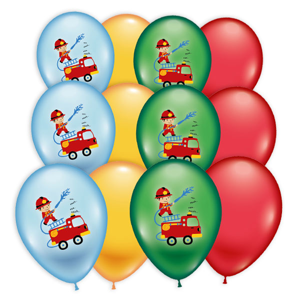 Feuerwehr Latexballons im 30er Pack, 28-30cm von Karaloon GmbH