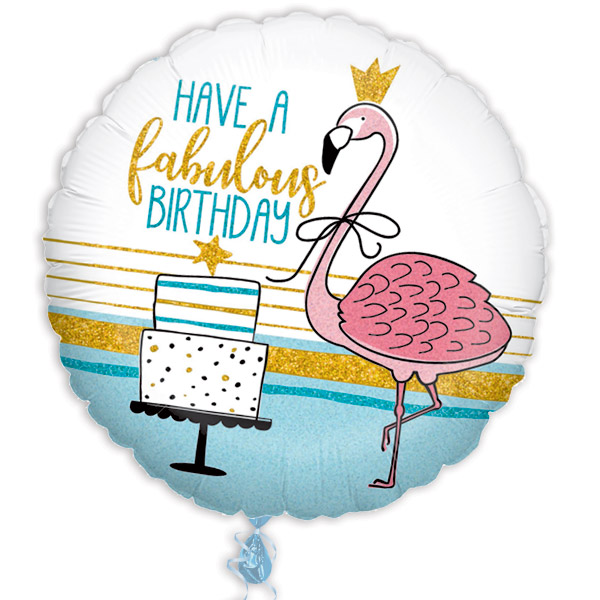 Folienballon Happy Birthday Flamingo, Ø 35cm von Karaloon GmbH