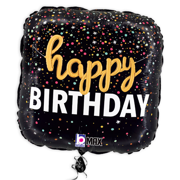 Folienballon Happy Birthday Konfetti, 32cm x 32cm von Karaloon GmbH