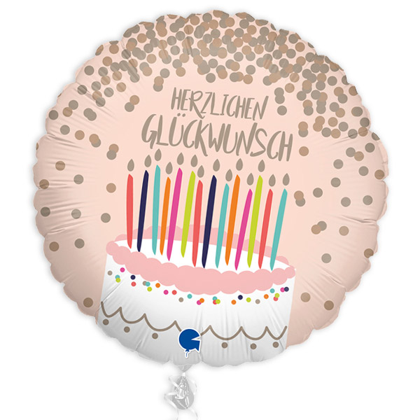Folienballon Herzlichen Glückwunsch Torte, Ø 35cm von Karaloon GmbH
