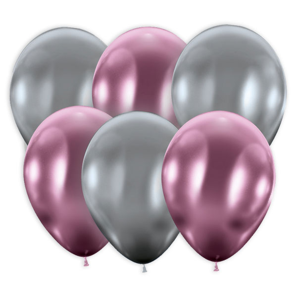 Glänzende Latexballons in rosa und silber, 9 Stück, 20cm von Karaloon GmbH