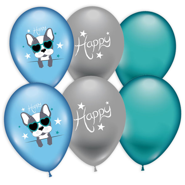 Latexballons mit lustigem Hund im 6er Pack, 28-30cm von Karaloon GmbH