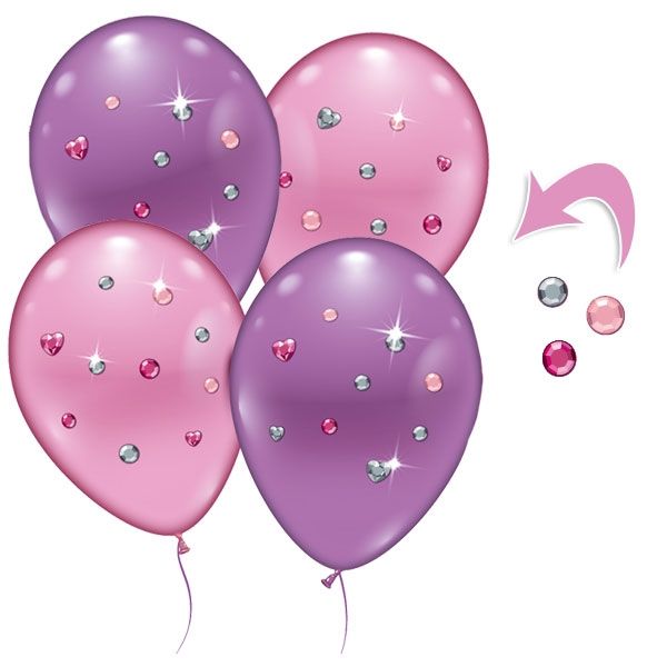4 Luftballons mit Strass-Steinchen, pink + lila, Ø 23-25cm von Karaloon