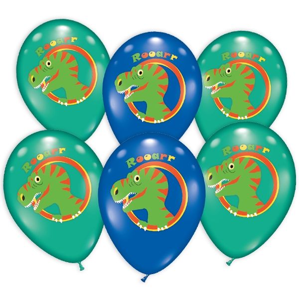 Bunte Ballons mit Dinosaurier-Motiv, im 6er Pack von Karaloon