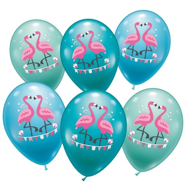 Flamingo Ballons im 6er Pack, Latexballons mit Flamingopaar, 30cm von Karaloon