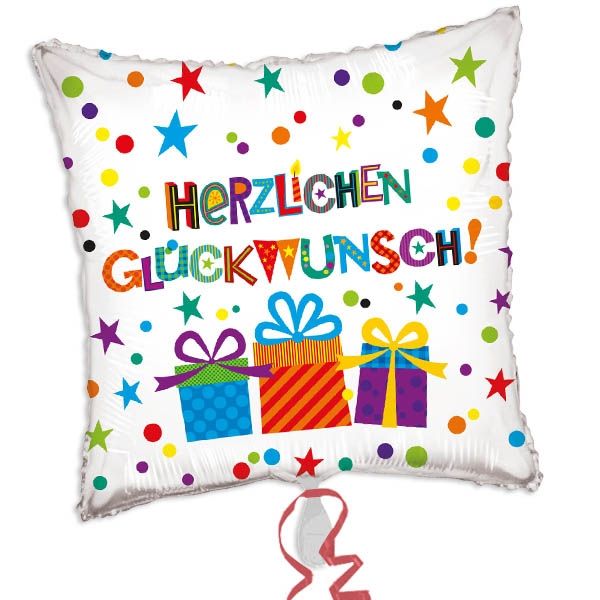 Folienballon "Herzlichen Glückwunsch", mit Geschenke-Motiv, 1 Stk Folienballon "Herzlichen Glückwunsch", mit Geschenke-Motiv, 1 Stk von Karaloon