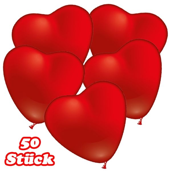 Herzluftballons in Rot, für Helium geeignet, 50 Herz Ballons, 50cm von Karaloon