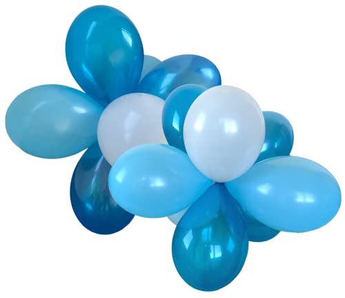 Karaloon 10026 Luftballons blau & weiß Home Party Mix I Helium Ballons 28 cm, 16 Stück I Luftballons Geburtstag, Party & Hochzeit I Aus Naturkautschuk von Karaloon
