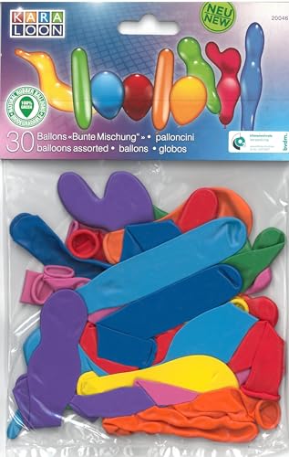 Karaloon 20046 30 Ballons Mix Luftballons, bunt Sortiert, Einheitsgröße von Karaloon