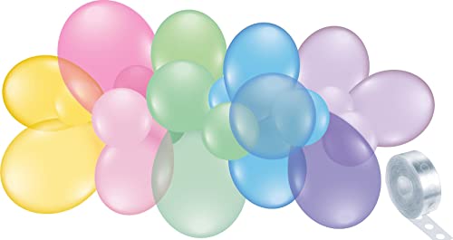 Karaloon 20052 Luftballon Girlande Pastell I Ballon Girlande bestehend aus 60 x Luftballons Pastell I Gesamtlänge 2,4 m I Mit Dekolochband & Anleitung von Karaloon
