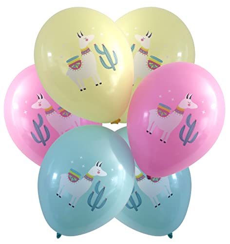 Karaloon 30077-15 I Lama Ballon 28 cm, 15 Stk. I Luftballons pastell I In Rosa, Aqua & Sand bereichern die Lama Helium Luftballons Geburtstag & Partys von Karaloon