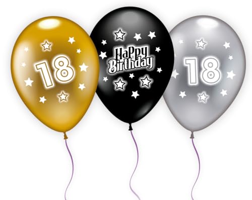 6 Ballons Happy Birthday "18" von Karaloon