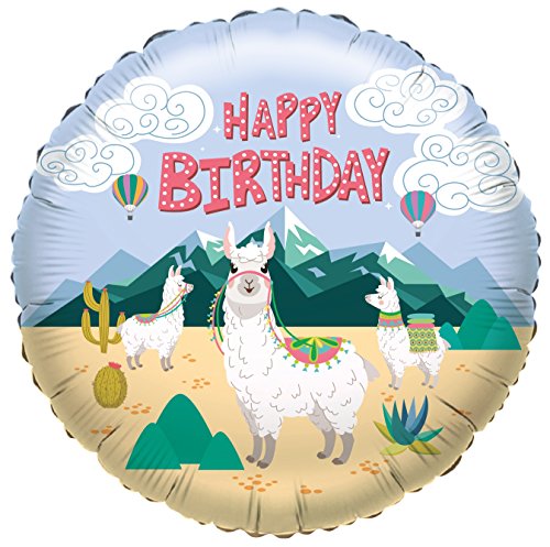 Karaloon F81075P Folienballon Geburtstag Happy Birthday Lama 45 cm I Mit holografischem Effekt verschönern Helium Luftballons Geburtstag & Kinderparty von Karaloon