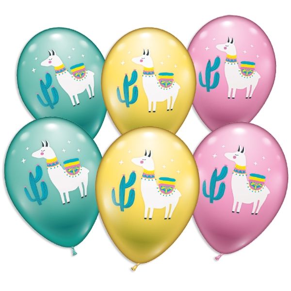 Lama-Luftballons mit stolzem Lama, niedliche Latexballons im 6er Pack von Karaloon
