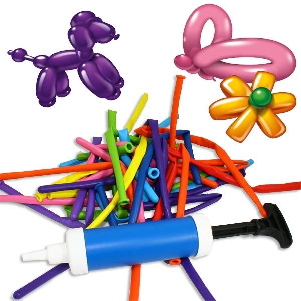 Modellierballons im Set für Partyspaß: 20 Ballons+Pumpe,Figurenballons