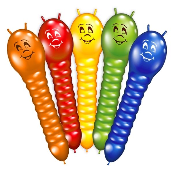 Raupenballons, bunt, 5er Pack, 75cm, lustige Figurenballons aus Latex von Karaloon