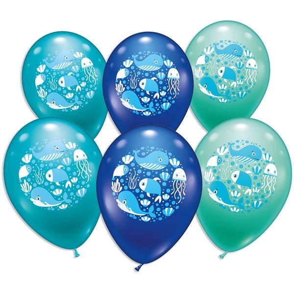 Unterwasser-Welt, Meerestiere, Ballons im 6er Pack von Karaloon