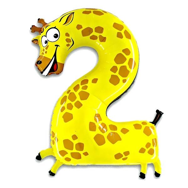 XXL Zahlenballon 2 als süße Giraffe für 2ten Kindergeburtstag von Karaloon