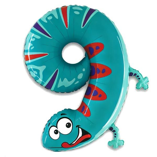 XXL Zahlenballon für 9. Birthday als süßer Gecko XXL Zahlenballon für 9. Birthday als süßer Gecko von Karaloon