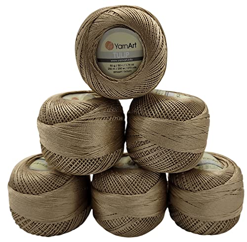 YarnArt Tulip 6 x 50 gr. Paket Seide Garn Mikrofaser, Satin Garn glänzend (gold 428) von Karcusiny
