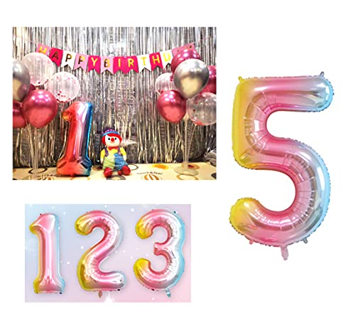 Kare & Kind 40-Zoll-Zahl 5 (Digit) Aluminium-Folienballon - große Größe Metallic Regenbogen farbige Party Dekoration liefert - Luft oder Helium gefüllt - Geburtstage, Baby-Dusche, Hochzeit von Kare & Kind