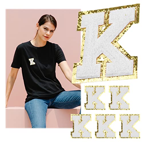 Kare & Kind Buchstaben-Aufnäher zum Aufbügeln – A-Z Alphabet Chenille bestickte Aufnäher – zum Aufnähen/Eisen für Kleidung, Hemden, Uniform, Kleider, Jacken, Taschen, Hüte von Kare & Kind