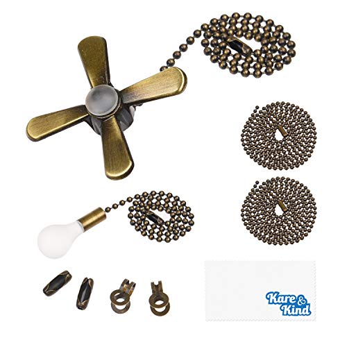 Kare & Kind Catenella Luce e Ventilatore- 1x Catenella Ventilatore (31,7 cm), 1x Catenella Luce (34,5 cm), 2X Catenelle di Prolunga 1M e 4X Connettori Extra (2 Stili) - Colore Marrone - Set Regalo von Kare & Kind