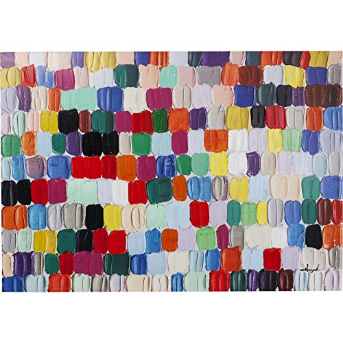 Kare Design Bild Touched Colorful Dots, Massivholz Rahmen, handgemalte Details mit Ölfarben, Baumwollleinwand, Acrylfarbe, Kunstdruck, 140x200x3,5cm von Kare