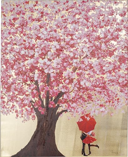 Kare Design Bild Touched Flower Couple Gold/Pink, Bilddruck, Wandbild, Bild mit Rahmen, Canvas, Acrylfarbe, handgemalte Details, Modern, Wohnzimmer, Schlafzimmer, Flur, 100x80 cm (L/B) von Kare