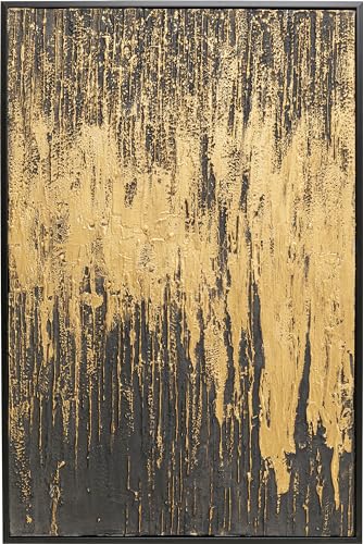 Kare Design Leinwandbild Abstract, Schwarz, Wandbild mit Rahmen, Massivholz Rahmen, Acrylfarbe, handgemalt, Unikat, Abstrakt, Modern, Wohnzimmer, Schlafzimmer, Flur, 120x80 cm (L/B) von Kare