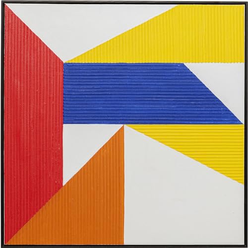 Kare Design Leinwandbild Art Triangles, Gelb, Wandbild, Leinwand, Acrylfarbe, handgemalt, Unikat, 102 x 102 cm (L/B) von Kare