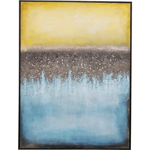 Kare Design Leinwandbild Vista Blau, Wandbild, Bild mit Rahmen, Leinwand, Acrylfarbe, handgemalt, Unikat, Abstrakt, Modern, Wohnzimmer, Schlafzimmer, Flur, 122x92 cm von Kare