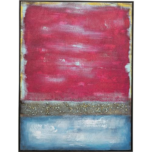 Kare Design Leinwandbild Vista Rot, Wandbild, Leinwand, Acrylfarbe, handgemalt, Unikat, Abstrakt, Modern, Wohnzimmer, Schlafzimmer, Flur, 122x92 cm (L/B) von Kare