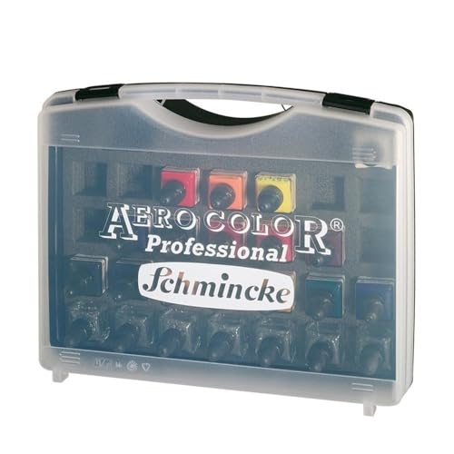 Schmincke - AERO COLOR Professional Kunststoff-Koffer, 16 x 28 ml feinst-flüssige Acrylfarben + 7 Leerflaschen für eigene Mischungen, 81 124 097, Airbrush, Acrylmalerei, Mixed Media, Acryltinte Schmincke - AERO COLOR Professional Kunststoff-Koffer, 16 x 28 ml feinst-flüssige Acrylfarben + 7 Leerflaschen für eigene Mischungen, 81 124 097, Airbrush, Acrylmalerei, Mixed Media, Acryltinte von Karin