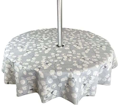 Karina Home Gartentischdecke für den Außenbereich, rund, mit Sonnenschirm, Loch für Schirm, Blumenblätter, abwischbar, rund, 138 cm von Karina Home