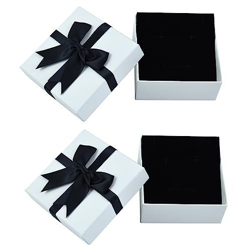 2Packung Weiß Schmuckkasten klein Schmuckbox Karton Schmuckschatulle Schmuckschachteln Aufbewahrung Geschenkbox Geschenkschachtel Mit Samt Schwammmatte für Armbänder Armreife Ring (7.5 * 7.5 * 3.5cm) von Karjiaja
