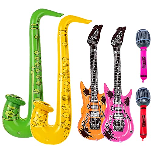 Aufblasbare Musikinstrumente, Luftballons, aufblasbare Gitarre, Saxophon, Mikrofon, Ballon-Set, aufblasbare Party-Requisiten, aufblasbares Rockstar-Spielzeug-Set für Erwachsene, Kinder, Party, Aufblasbare Musikinstrumente, Luftballons, aufblasbare Gitarre, Saxophon, Mikrofon, Ballon-Set, aufblasbare Party-Requisiten, aufblasbares Rockstar-Spielzeug-Set für Erwachsene, Kinder, Party, von Karjiaja