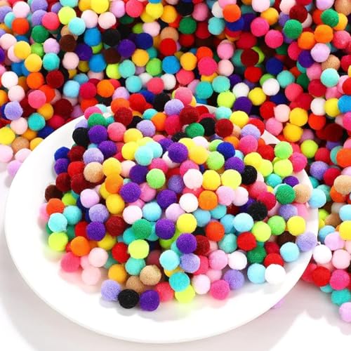 2000 Stück Pompons zum Basteln - Mini Pompons Bunt, 10mm Pompoms für Handwerk Herstellung, Pompons Deko Party Deko für Girlanden, Quasten, Haarschmuck, Kleidung von Karkar
